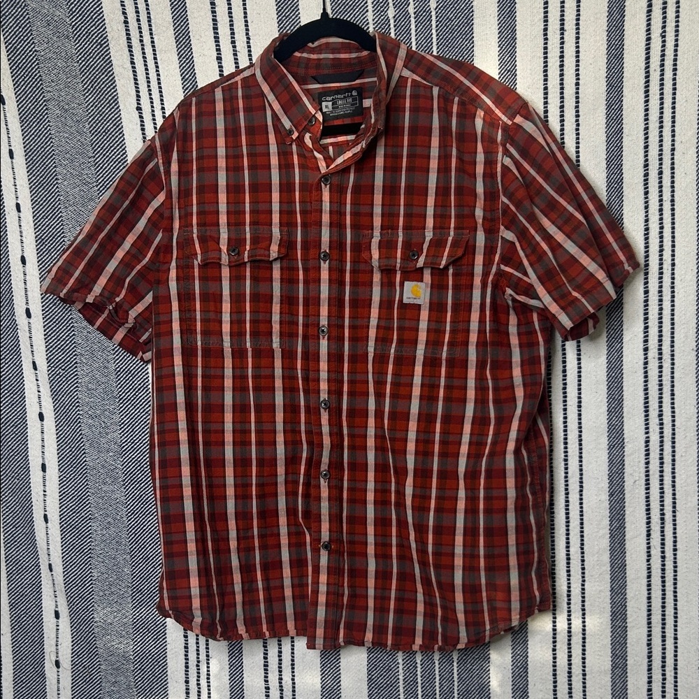 Mens Carhartt Loose Fit Midweight Short Sleeve Button Up
